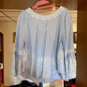 Zara stripe lace trims top